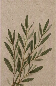 Botanisches Motiv mit grünen Zweigen auf warmem Naturton